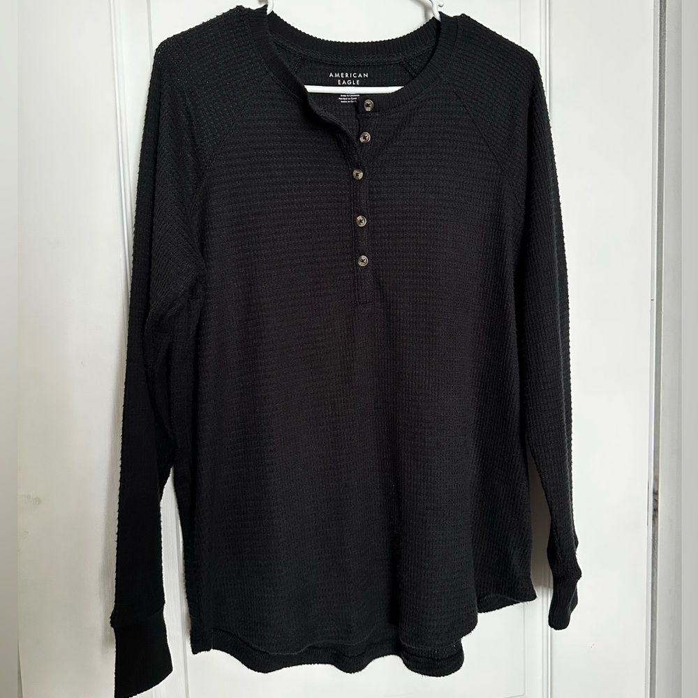 American Eagle Long Sleeve Waffle Knit Top